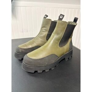 Cougar Shani Waterproof Leather Chelsea Boots Olive Green Black Womens 11